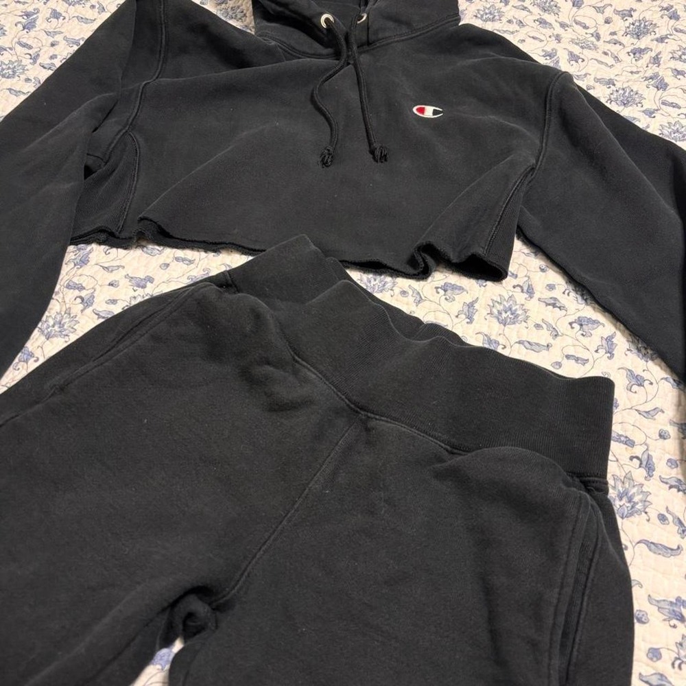 Champion black tracksuit Size XS Cropped Hoodie and sweatpants Both Size XS